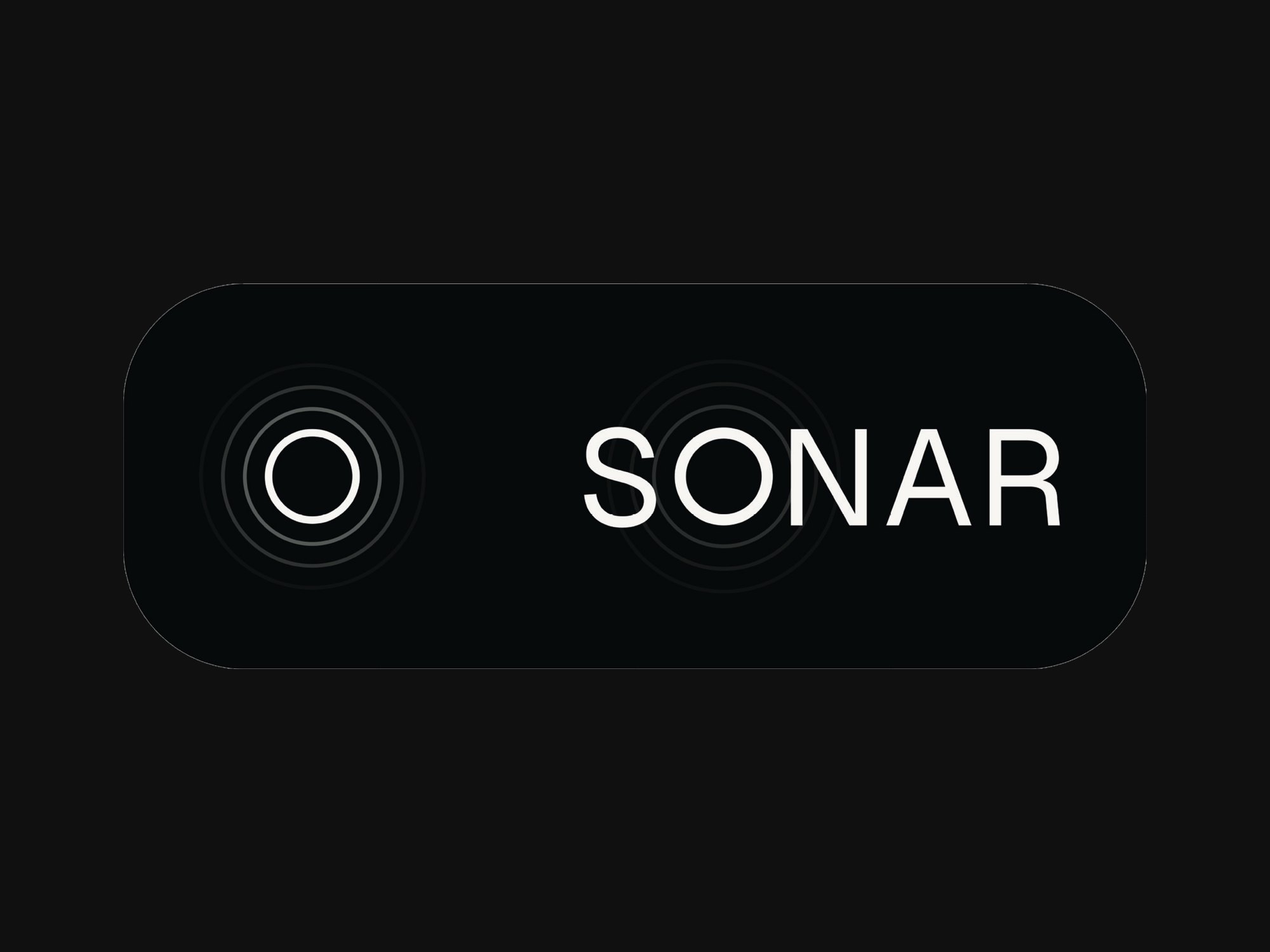 SONAR-Logo: kreisförmiges O mit Schallwellen und Wortmarke